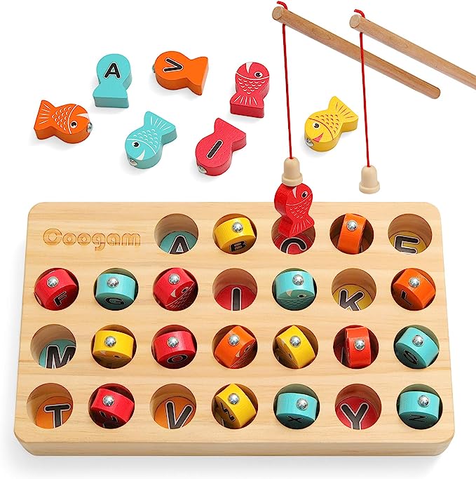Wooden Magnetic Fishing Game - Educational Toy for Kids 1+
