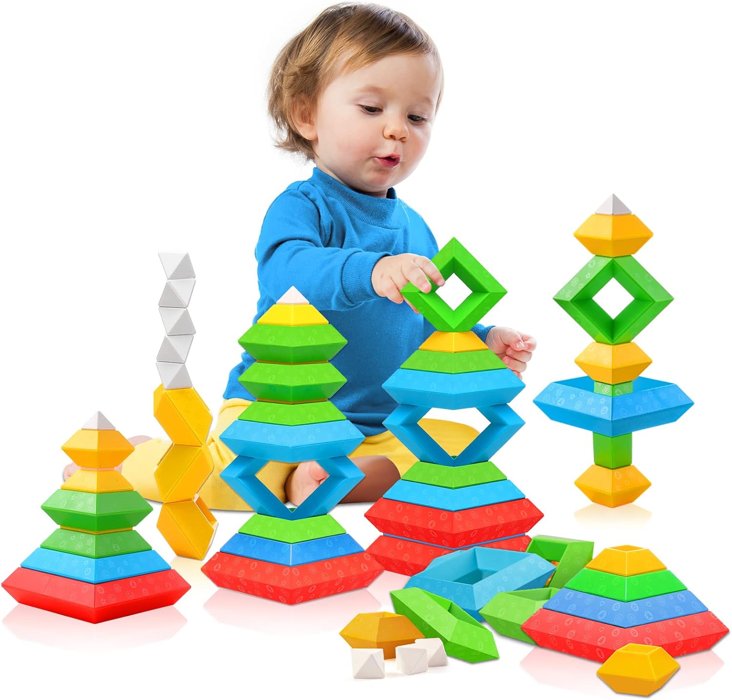 Montessori Stacking Blocks - Educational Building Set for Kids 2+