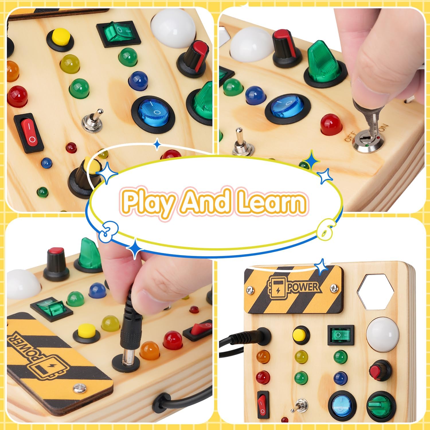 MindSpark - Wooden Montessori Light-Up Switch Board for Kids