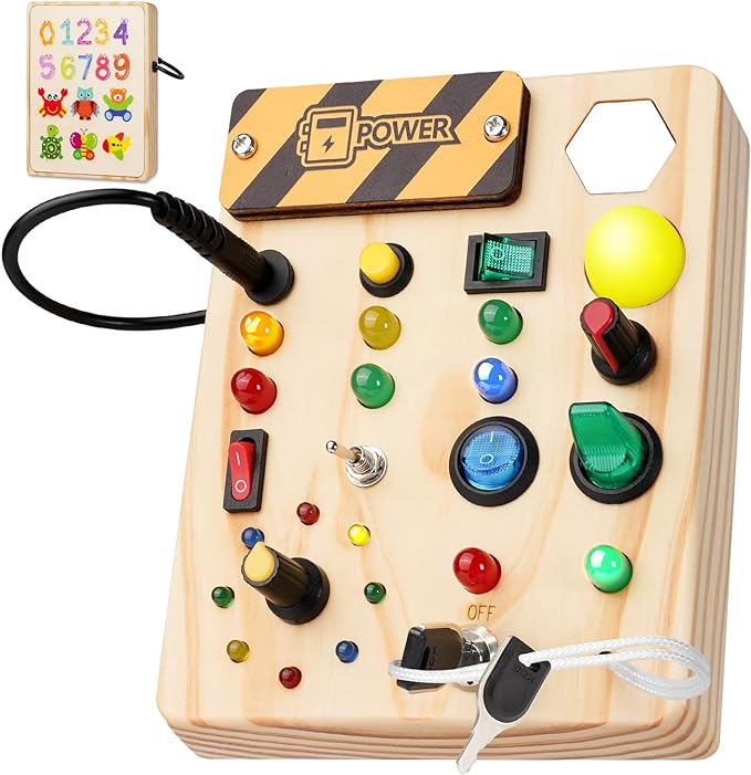 MindSpark - Wooden Montessori Light-Up Switch Board for Kids