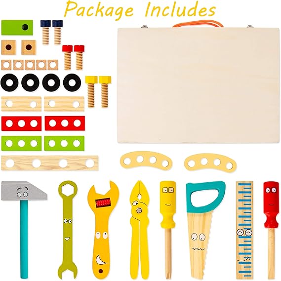 Wooden Tool Set - Creative Workbench Toy for Kids