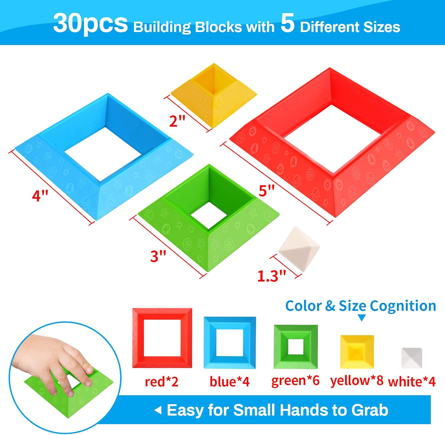 Montessori Stacking Blocks - Educational Building Set for Kids 2+