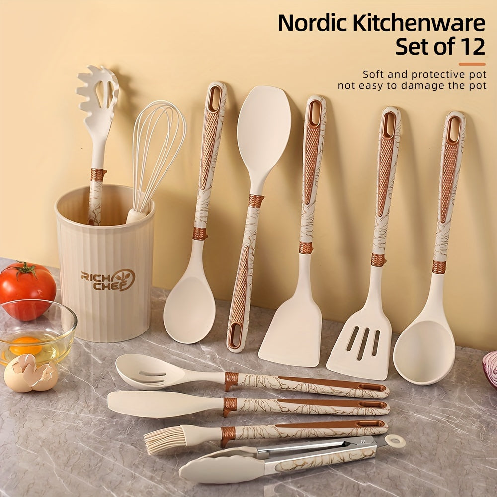 Premium Cooking - Silicone and Wood Kitchen Utensil Set