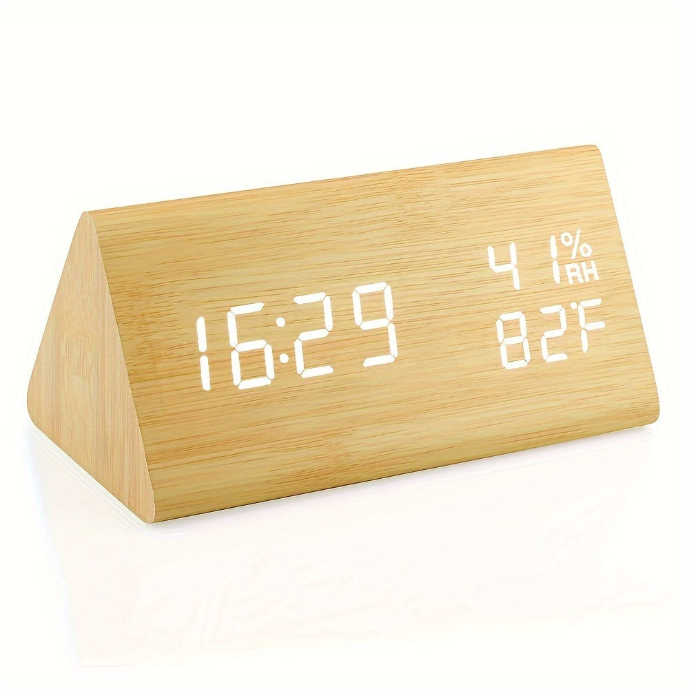 NatureClock - Wooden Alarm Clock with Temperature and Humidity Display