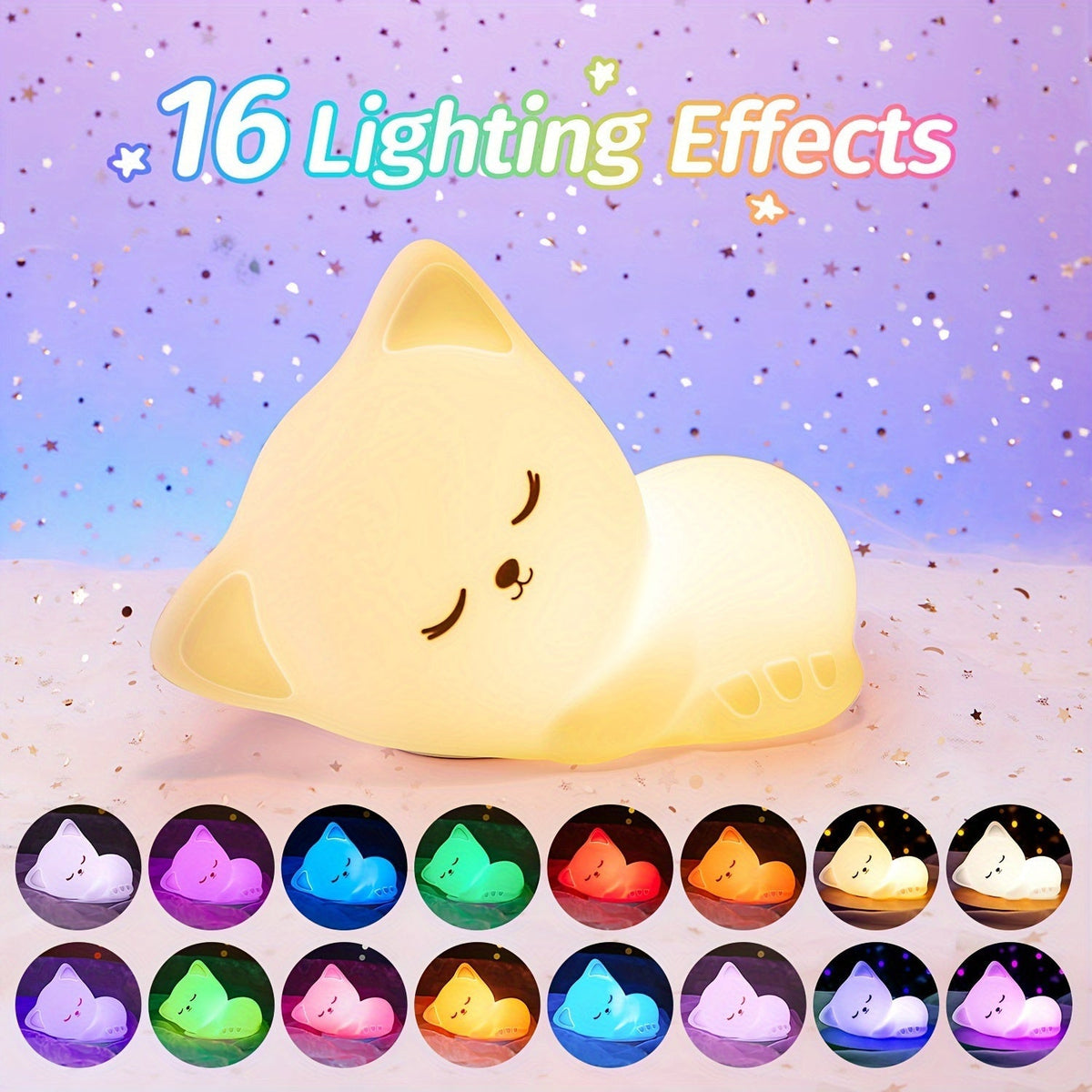 Muzura - Wireless Cat Night Light with 16 Colors