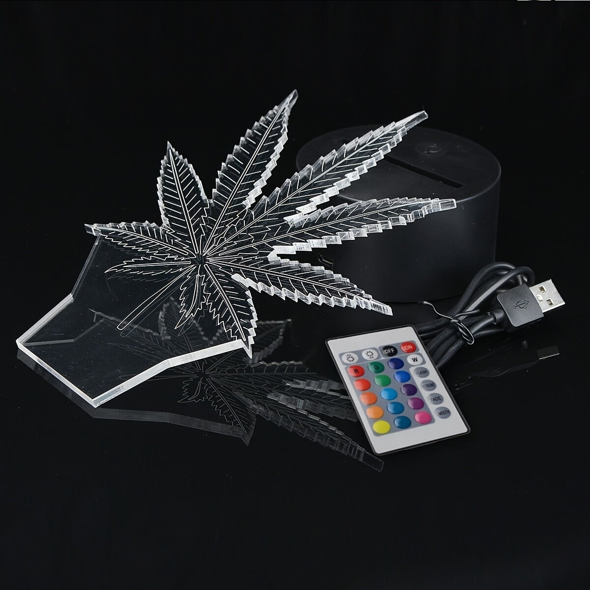 HempGlow - 3D Acrylic Table Lamp with LED Night Light