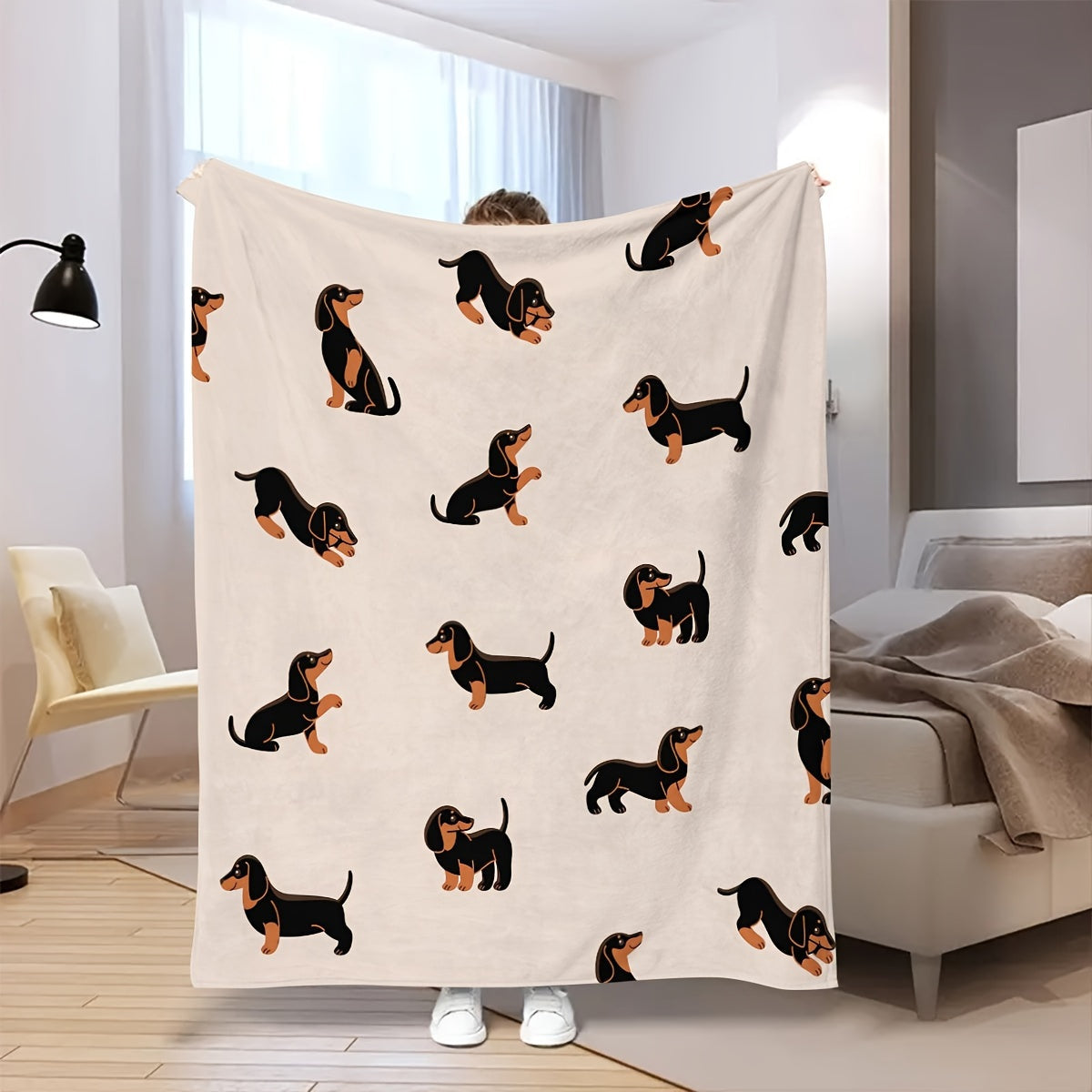 Dachshund Cozy - Soft Flannel Throw Blanket for Pets & Sofa
