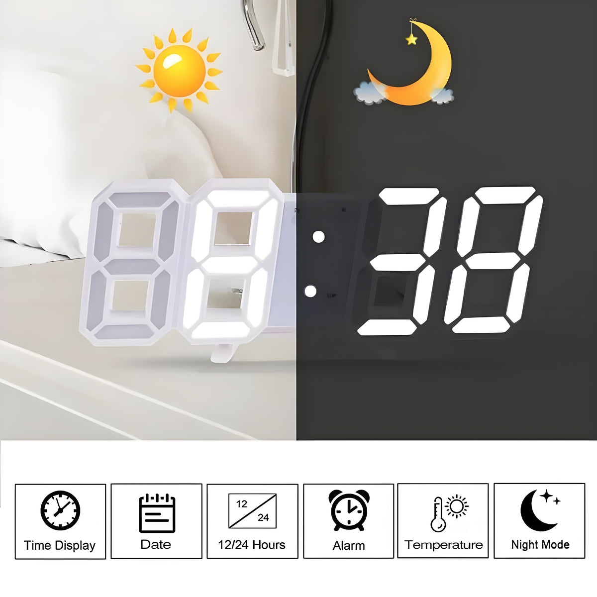 DigiTime Clock - 3D LED Clock with Calendar and Temperature Display