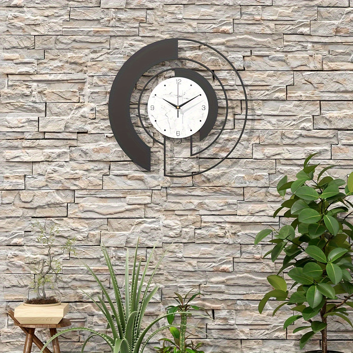 GeoClock - Black Geometric Wall Clock with Minimalist Design