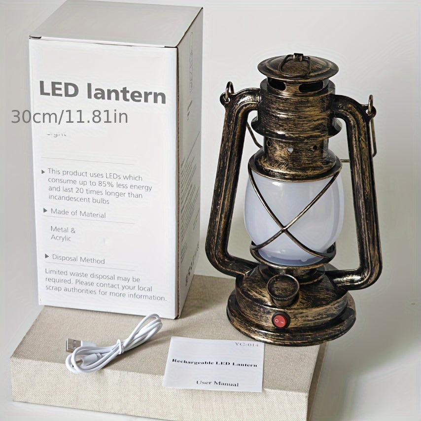 RetroGlow Lantern - Vintage LED Lantern with Flame Effect