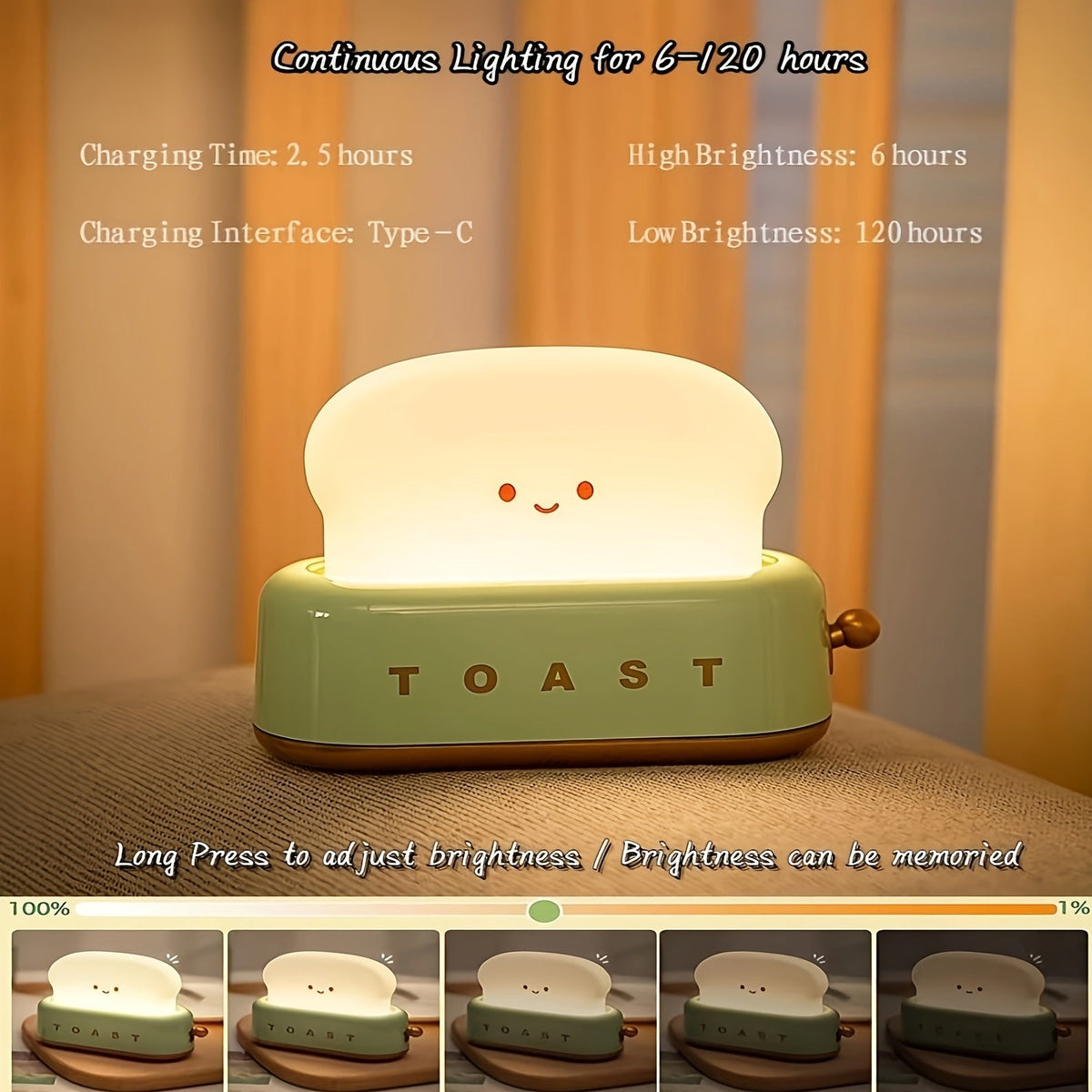 LumiToast - USB LED Toaster-Shaped Table Lamp