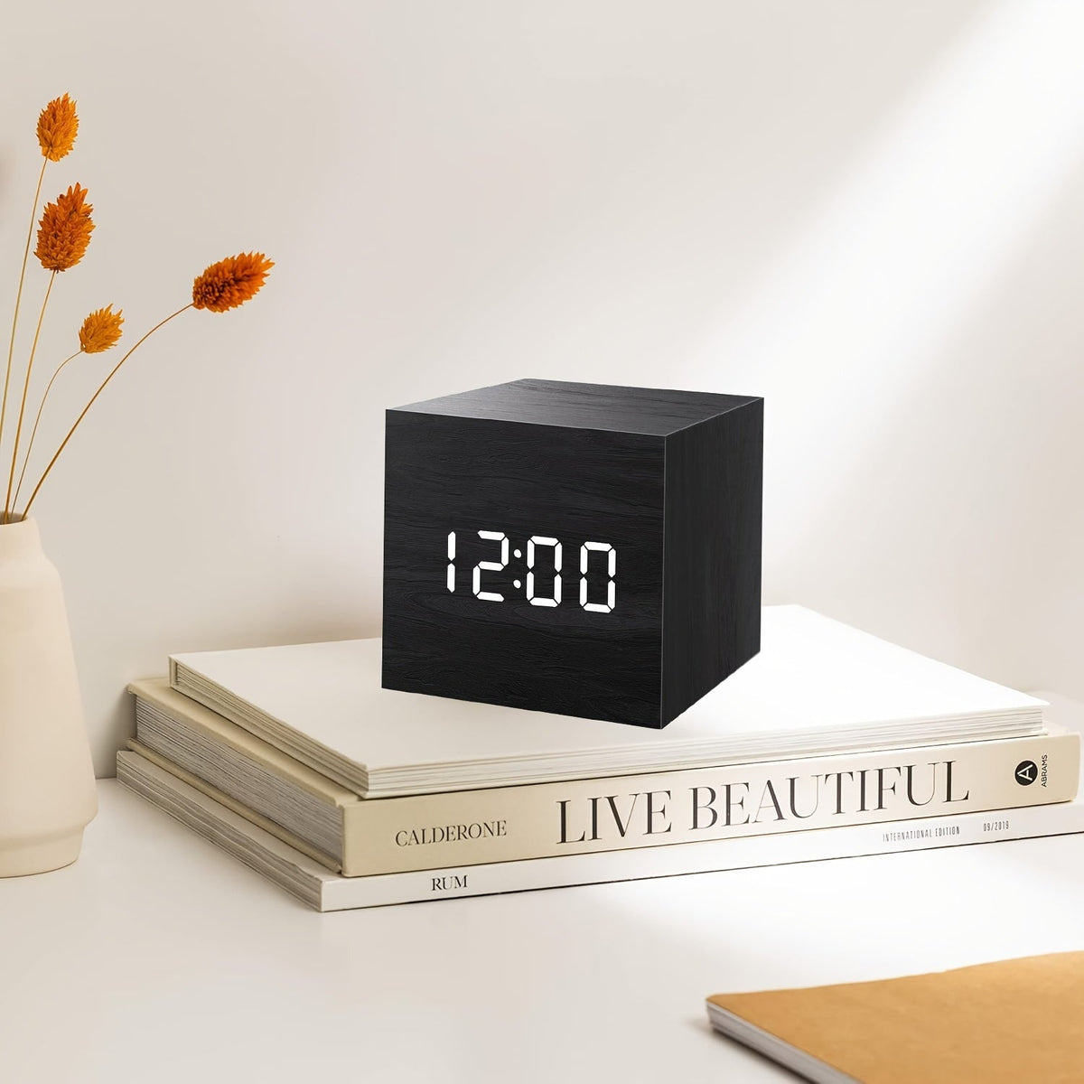 WoodTime Clock - Elegant Wooden Alarm Clock with LED Display