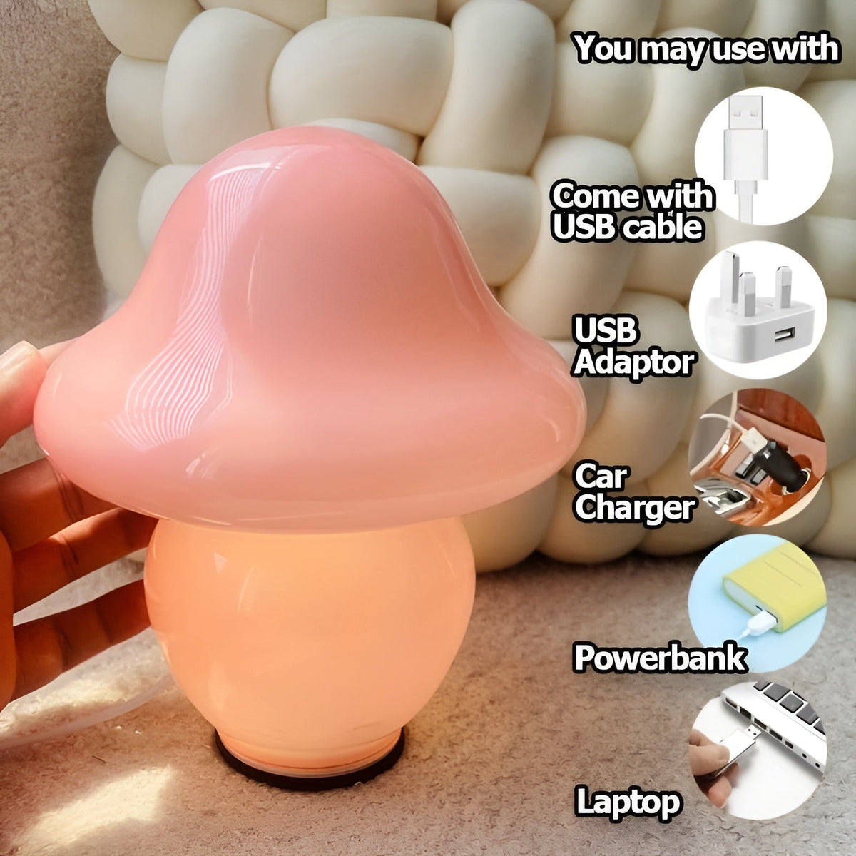 MushroomDream - Glass Mushroom Lamp for a Magical Ambiance