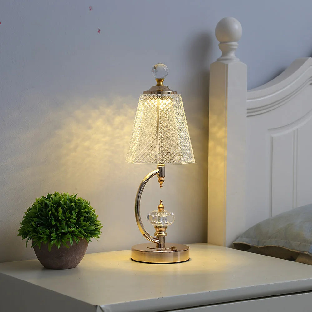 Yorelle - Vintage Crystal Wireless Touch Table Lamp