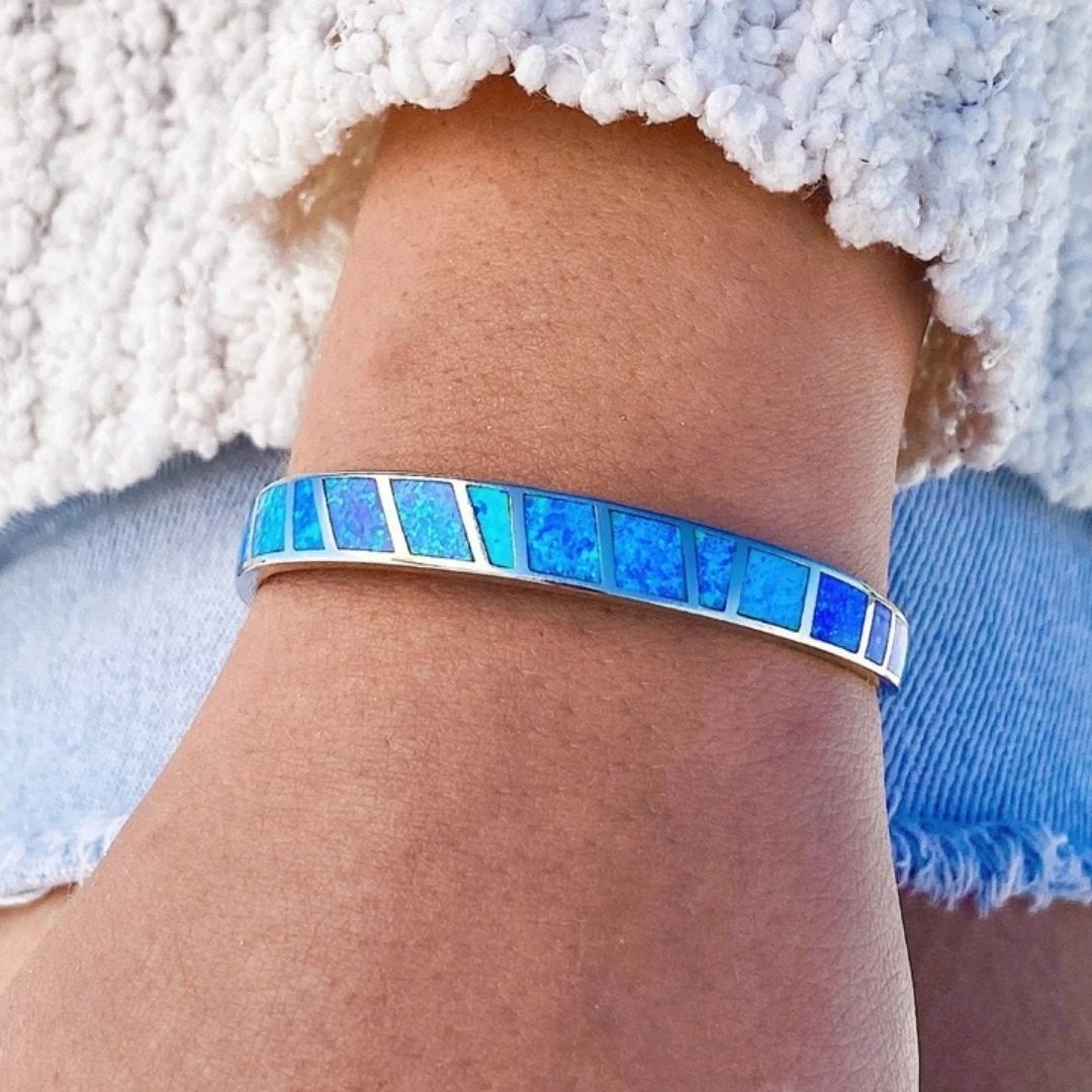 Isola - Bracelet opale bleue et argent élégant