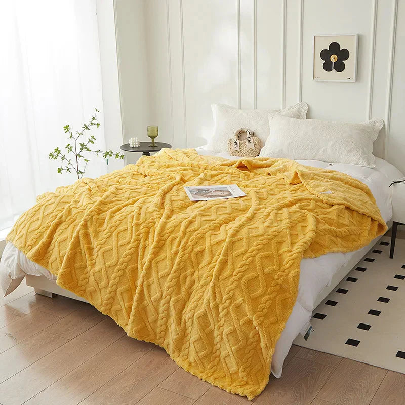 CozyLuxe - Couverture Laine d'Agneau Luxe Chambre
