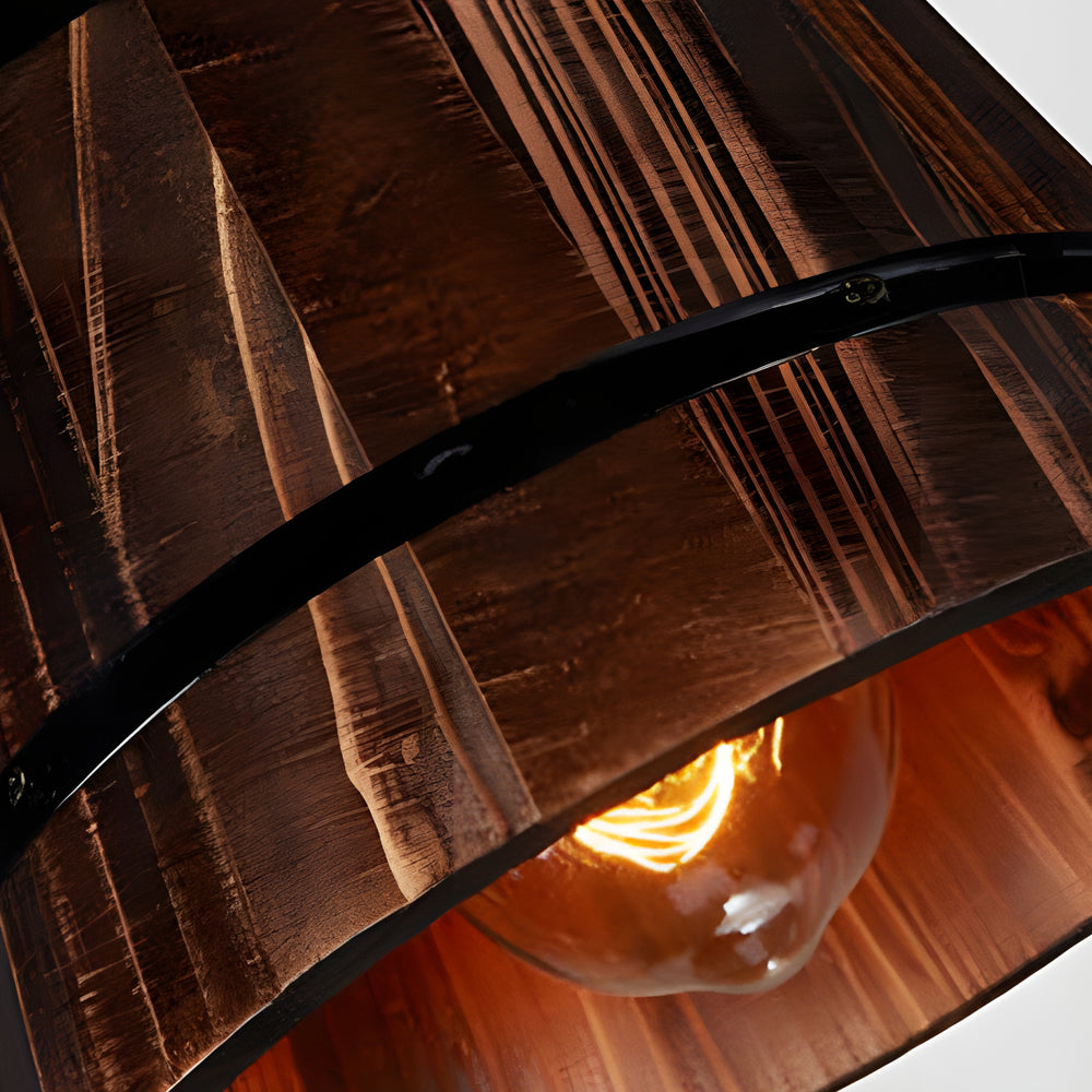 BucketGlow Pendant - Wooden Bucket-Style Light for a Cozy Bar