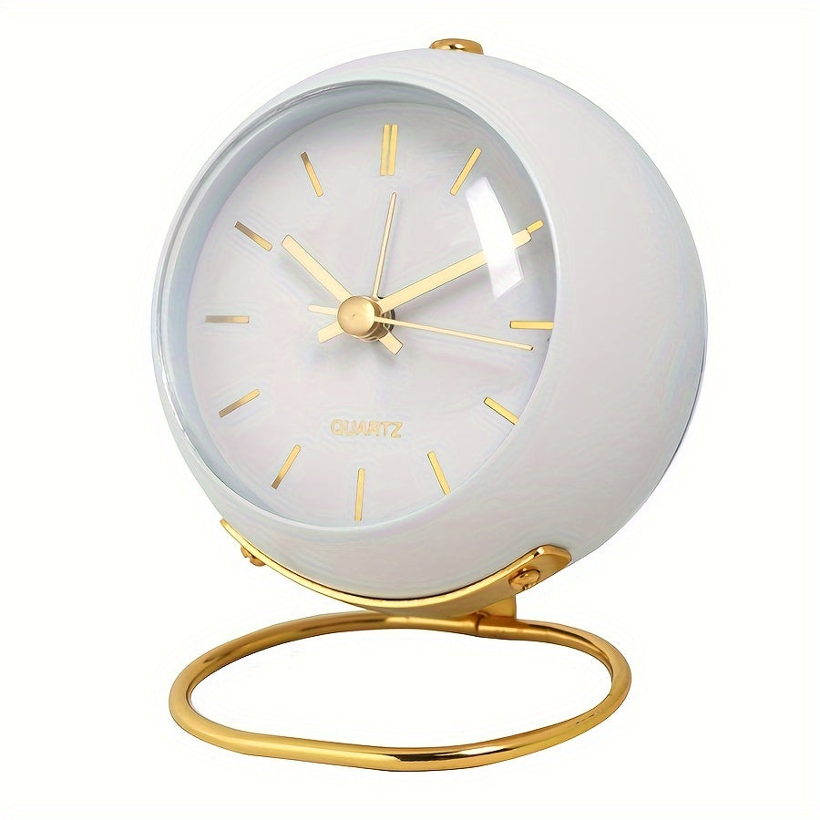 EleganceTime - Silent Quartz Alarm Clock with Metal Design