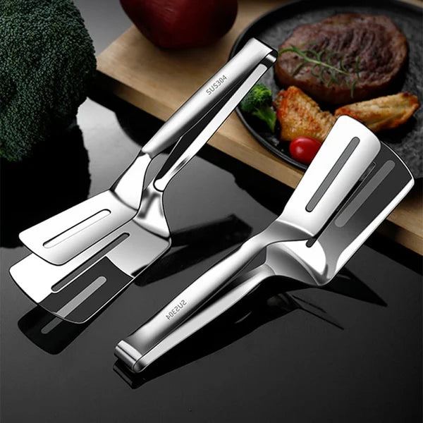 FlexiGrip - 2-in-1 Stainless Steel Spatula Tongs