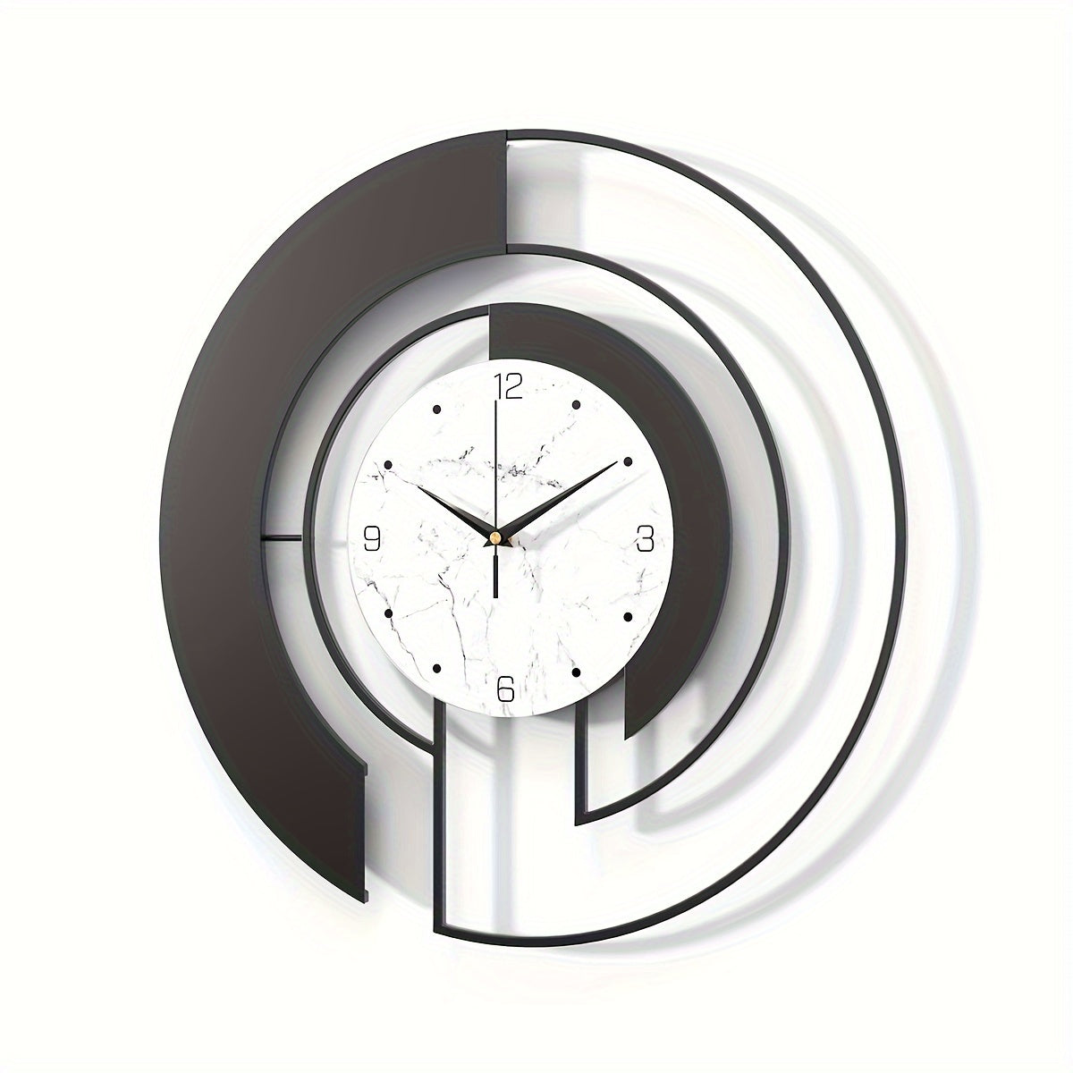 GeoClock - Black Geometric Wall Clock with Minimalist Design