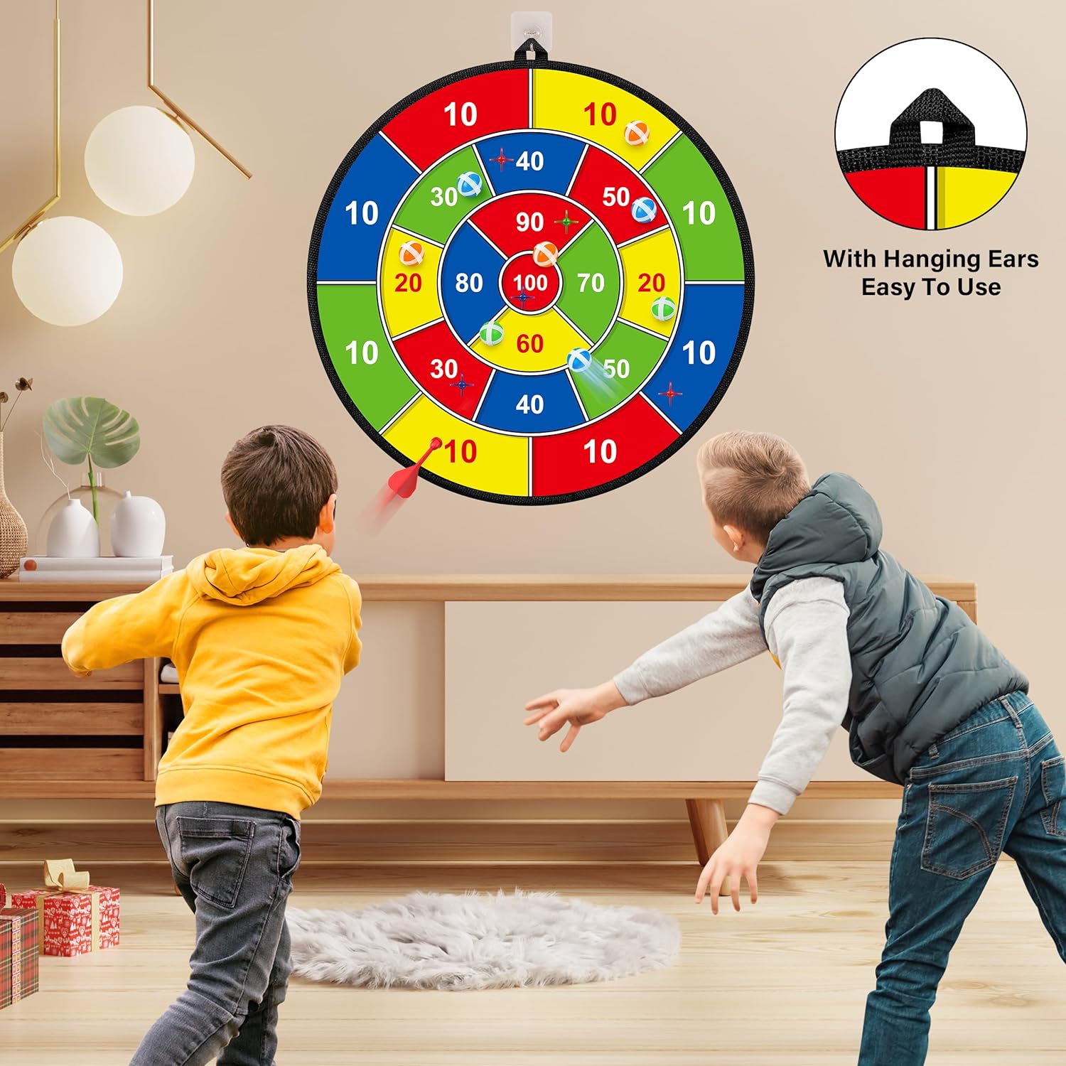 FlickToss - Large Double-Sided Dart Board Game for Kids