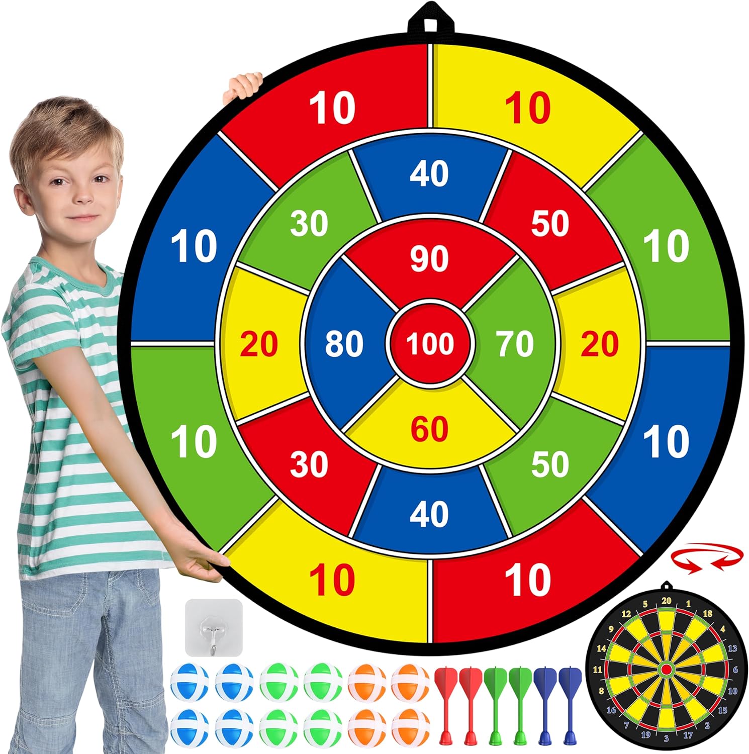FlickToss - Large Double-Sided Dart Board Game for Kids