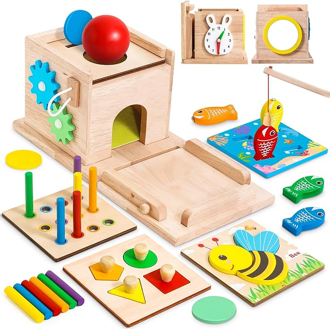 HavenWood Montessori Wooden Play Set - Educational Toy for Babies 6 Months+