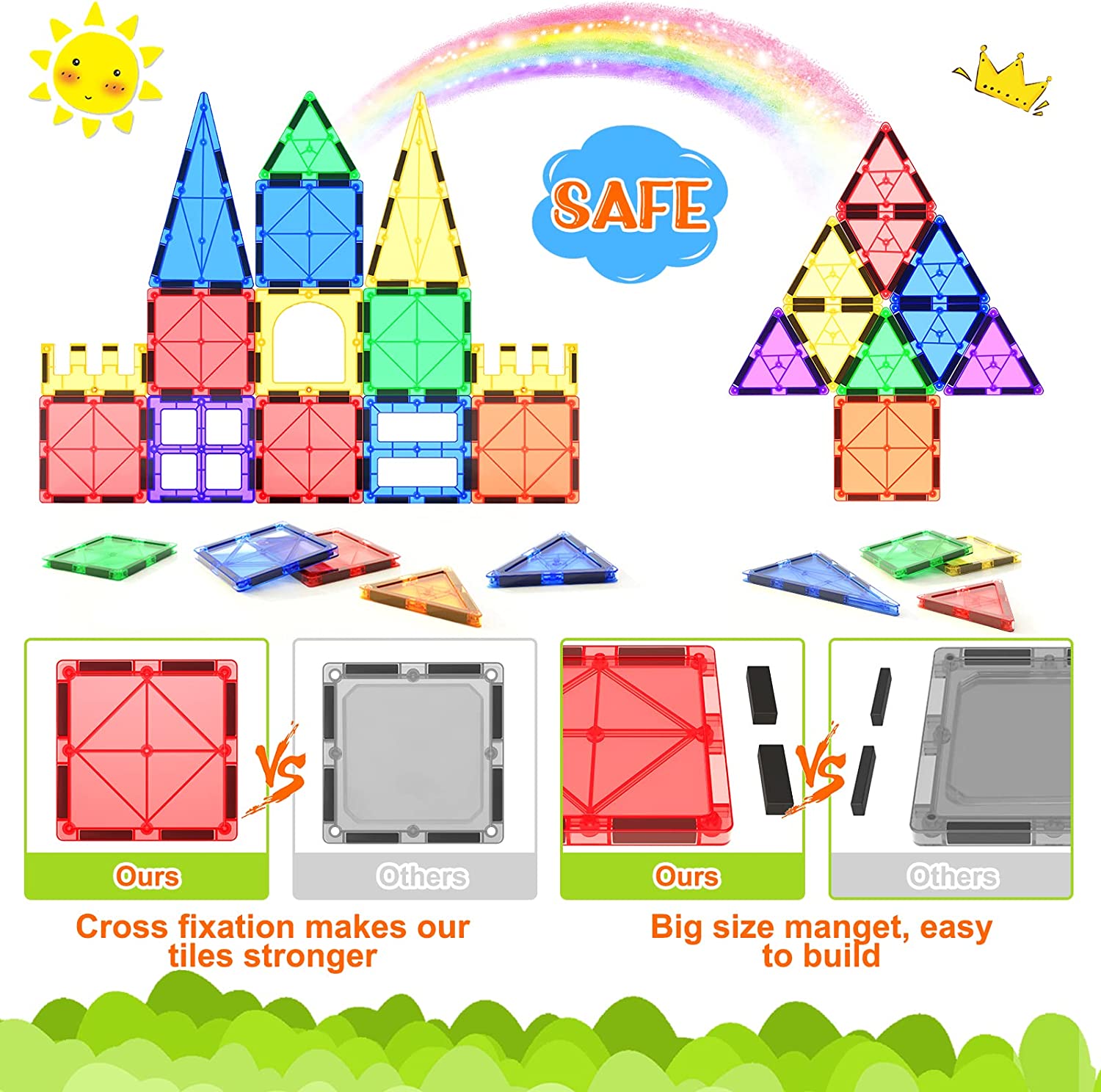 Magnetic Building Tiles - Creative Construction Set for Kids