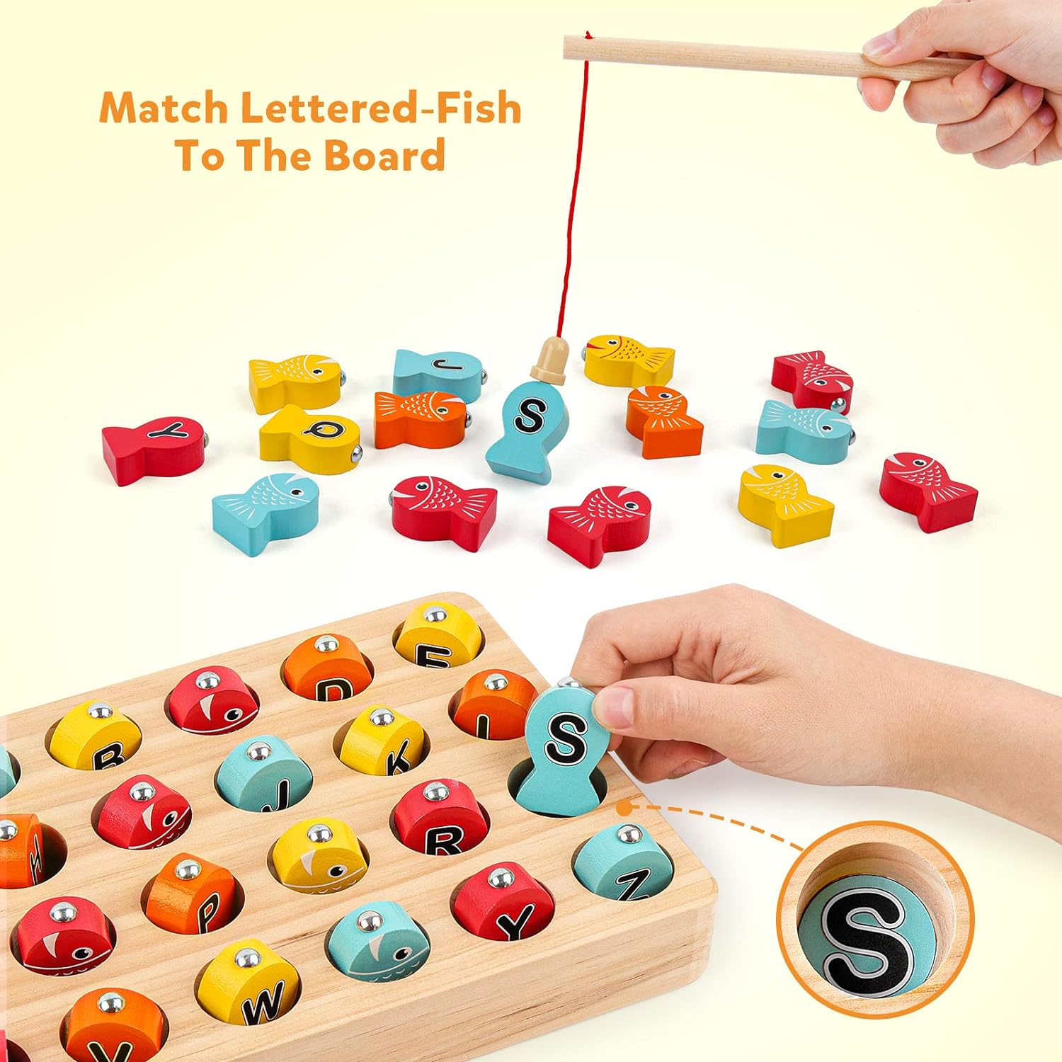 Wooden Magnetic Fishing Game - Educational Toy for Kids 1+