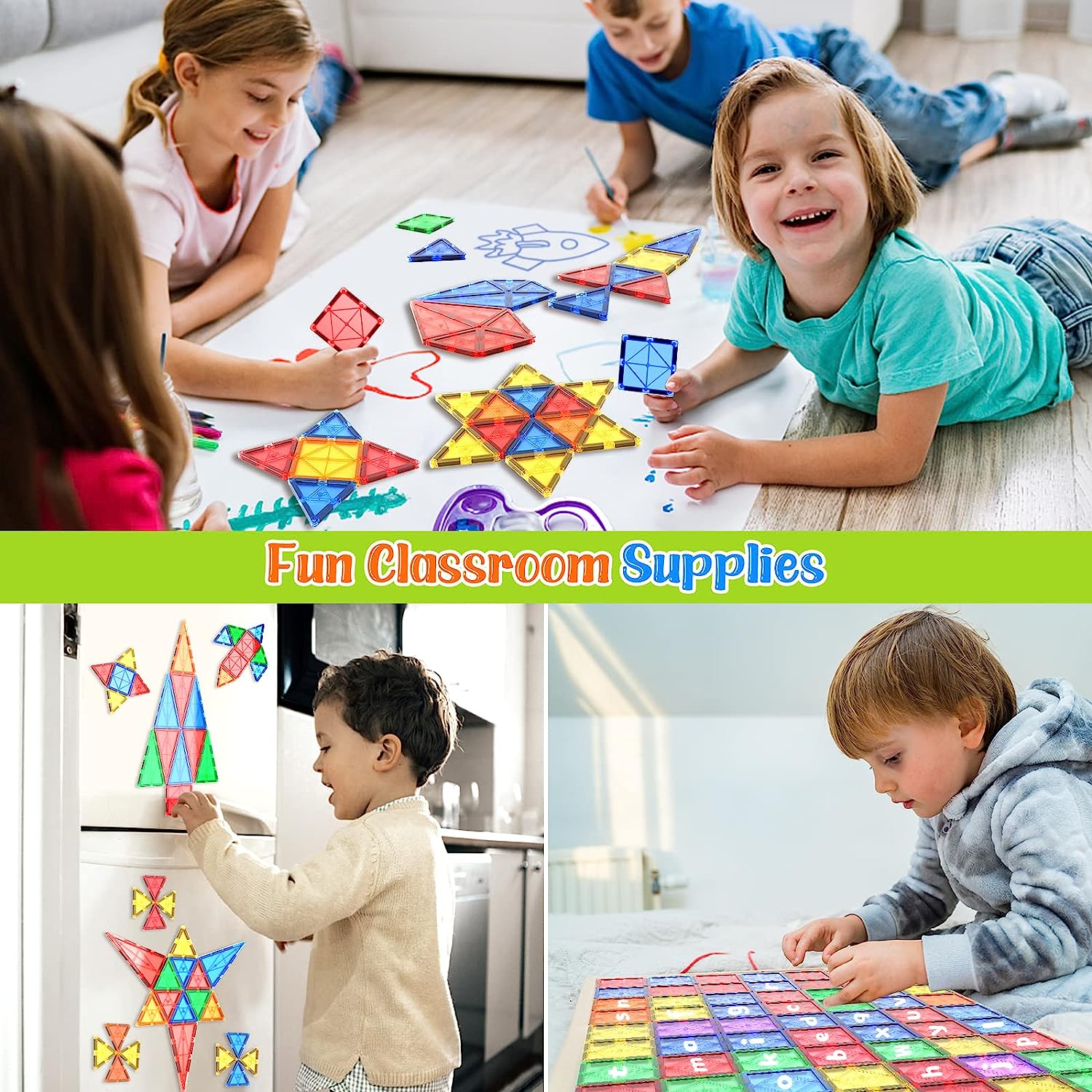 Magnetic Building Tiles - Creative Construction Set for Kids