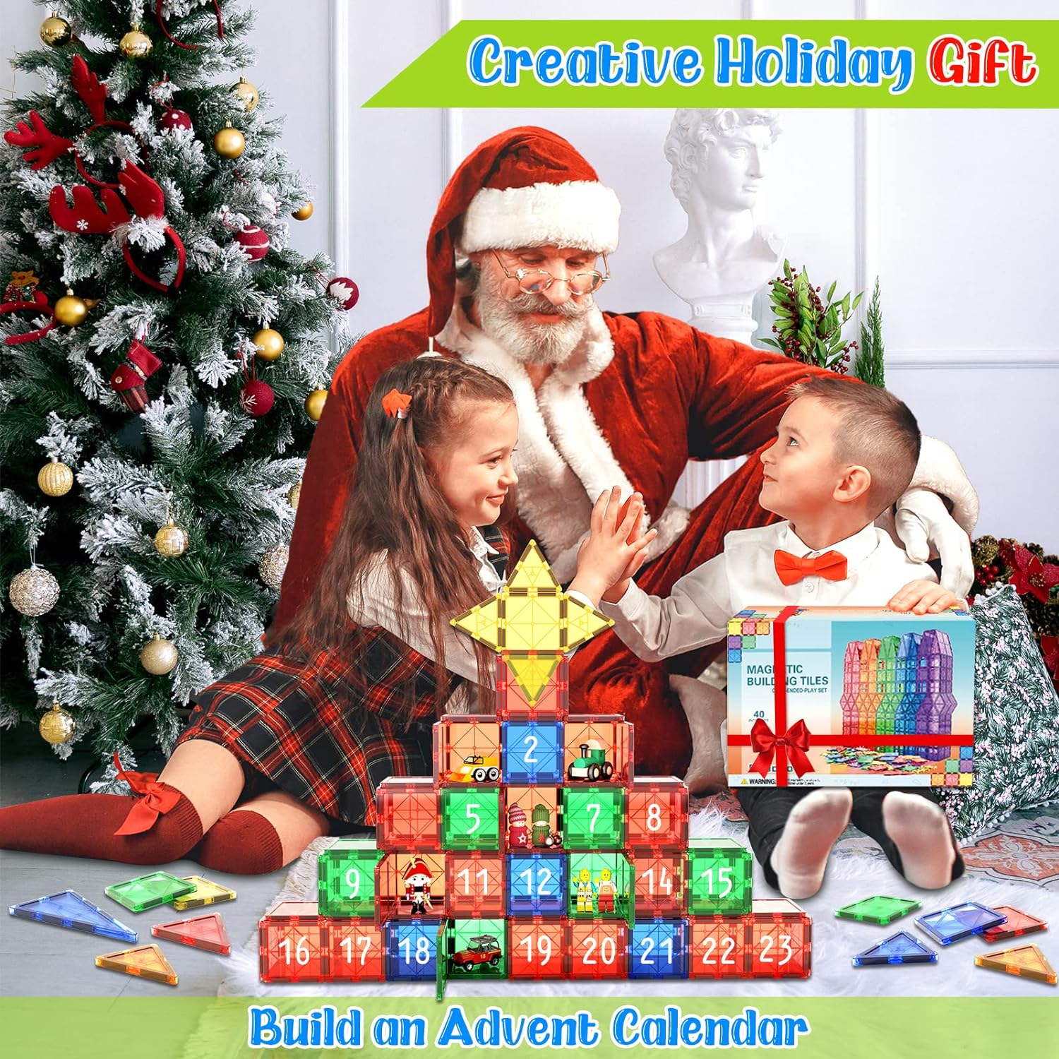 Magnetic Building Tiles - Creative Construction Set for Kids