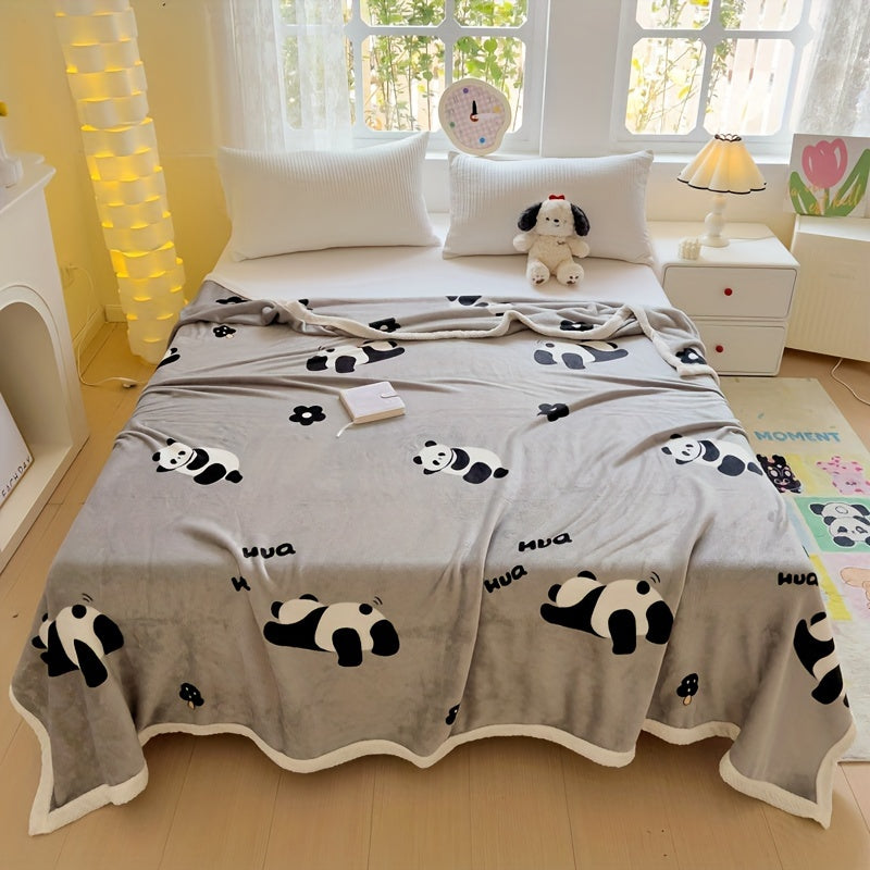 PandaSnuggle - Cozy Panda Print Fleece Flannel Blanket