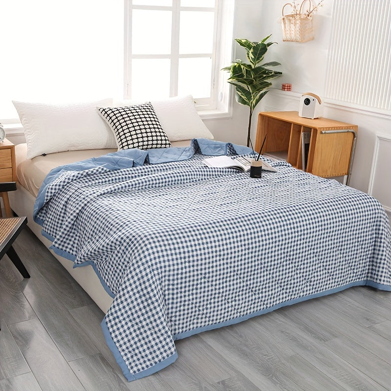 TwillCrest - Preppy Checkered Summer Bedspread, Lightweight and Breathable