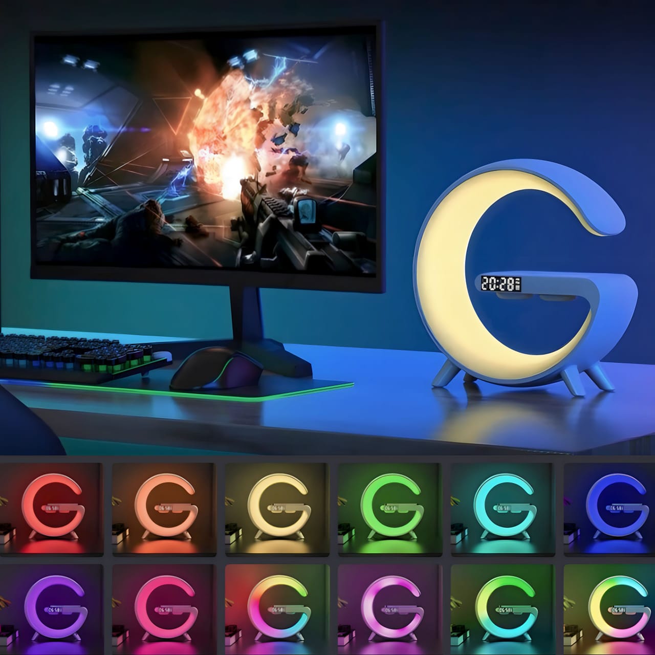 GlowHub - Enceinte Rechargeable Réveil et Veilleuse RGB