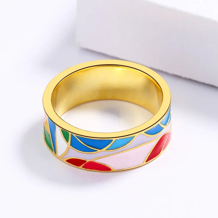 Nadia - Bague émail et zircone à l'élégance intemporelle