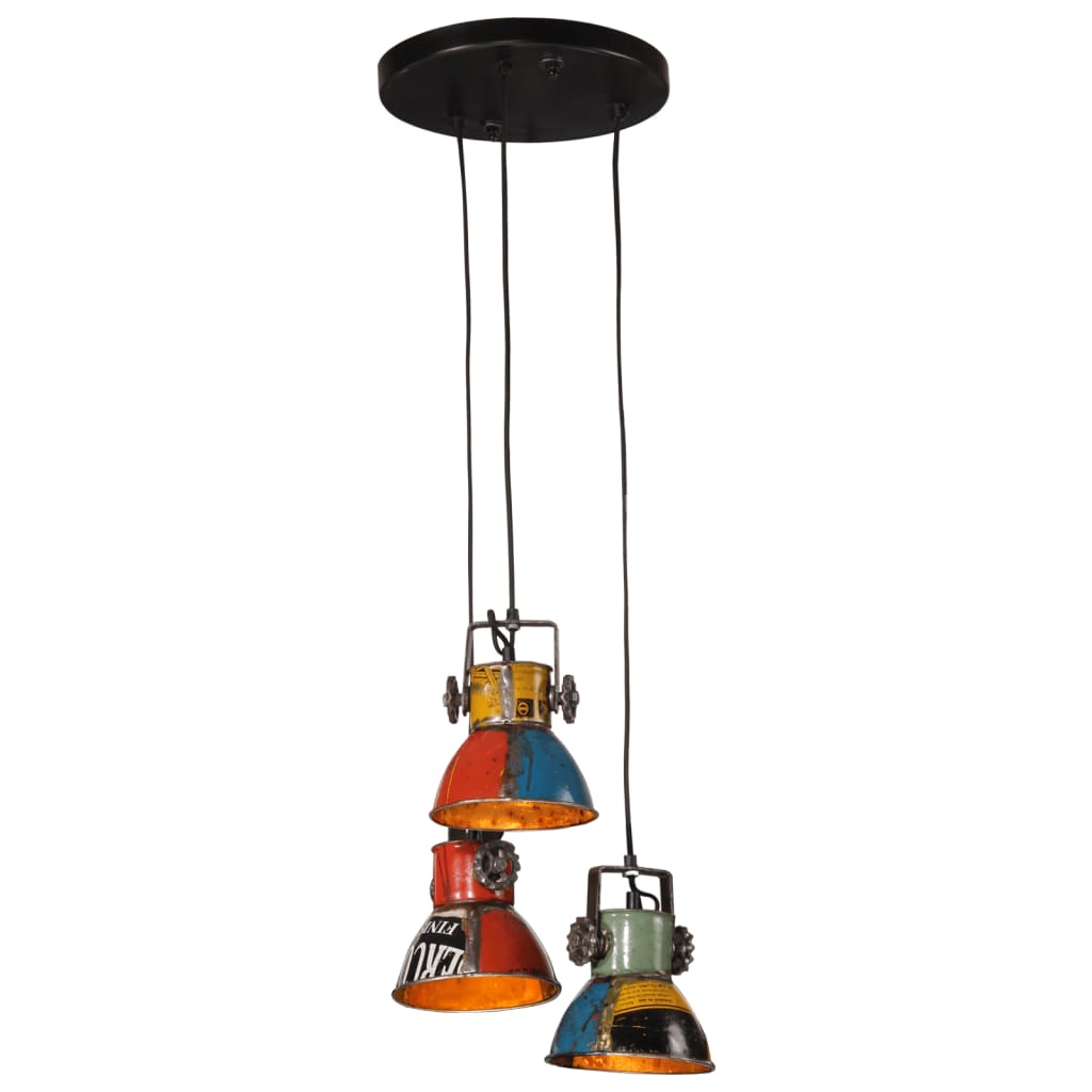 Industrial Triangle - Hand-Painted 3-Shade Pendant Light