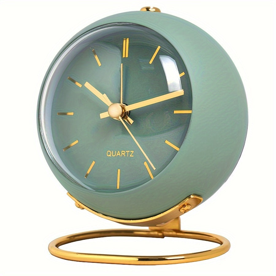 EleganceTime - Silent Quartz Alarm Clock with Metal Design