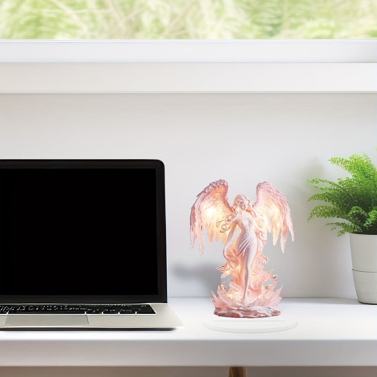AngelGlow - Elegant Acrylic Angel Decorative Plaque