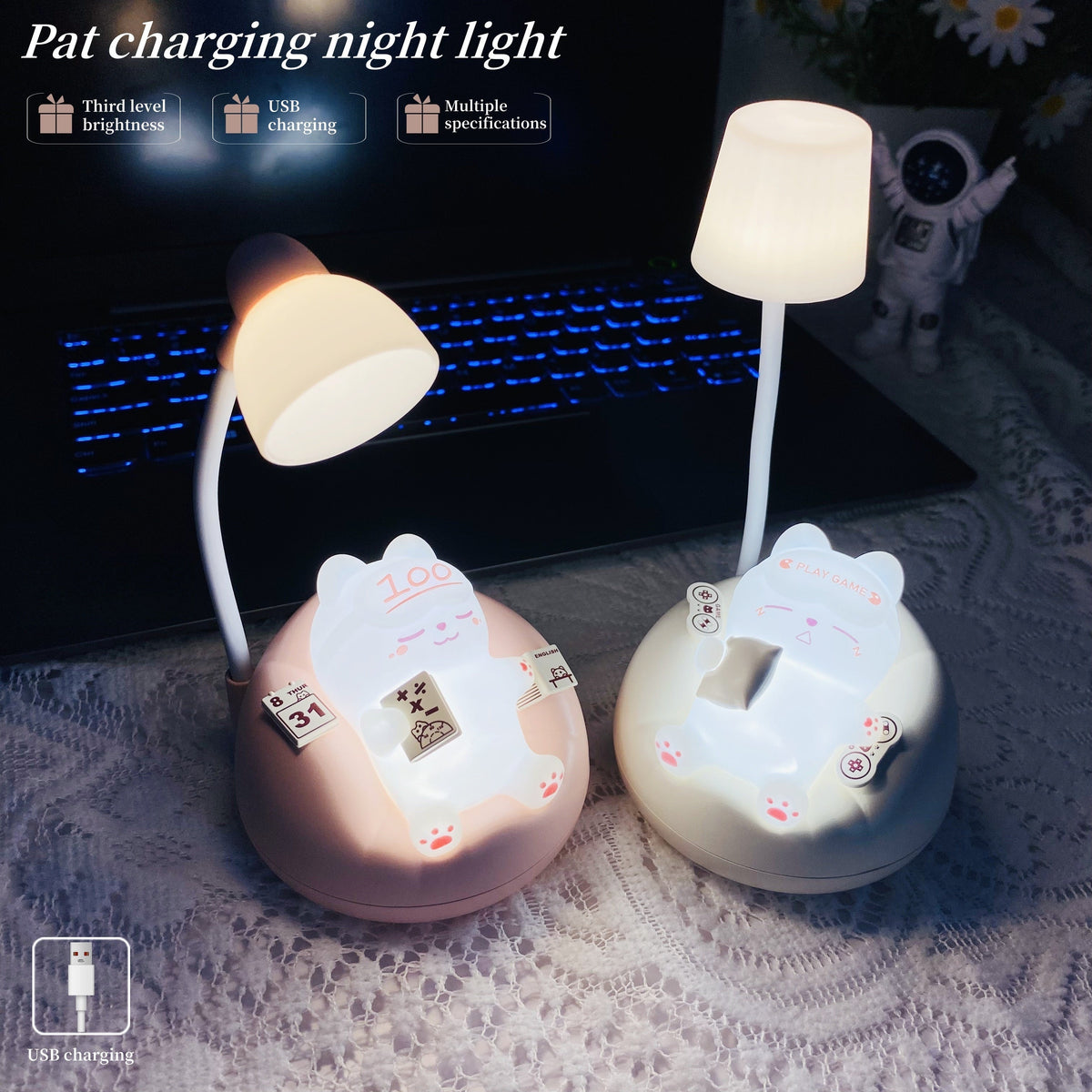 SleepyKitten Lamp - Rechargeable USB LED Cat Night Light