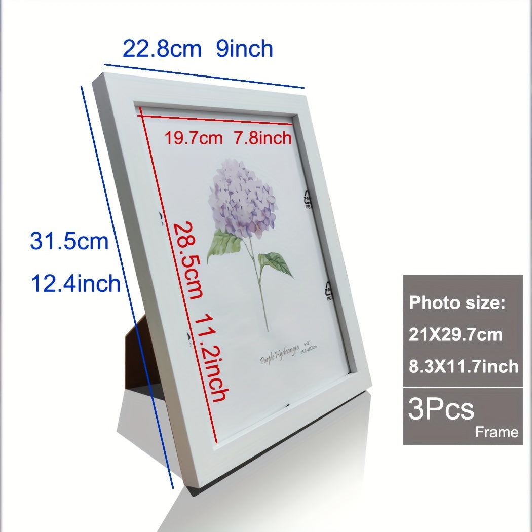 Timeless Memories - Set of 3 Wooden Photo Frames for Your Memories