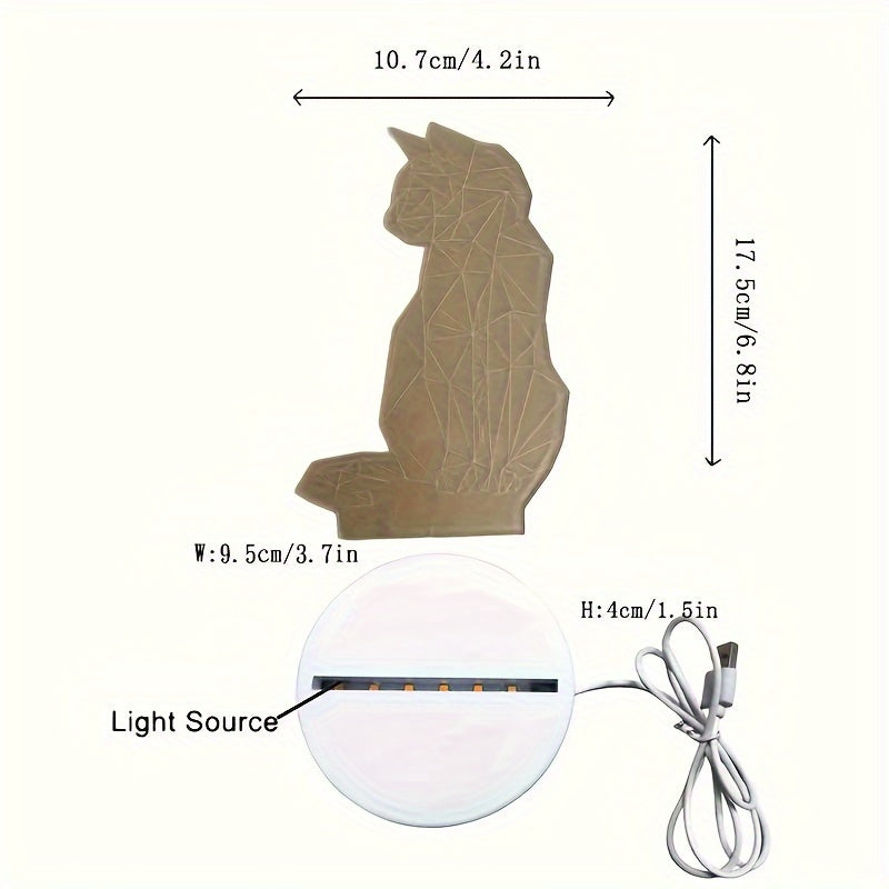 CatGlow Lamp - Modern 3D Cat Design USB Night Light