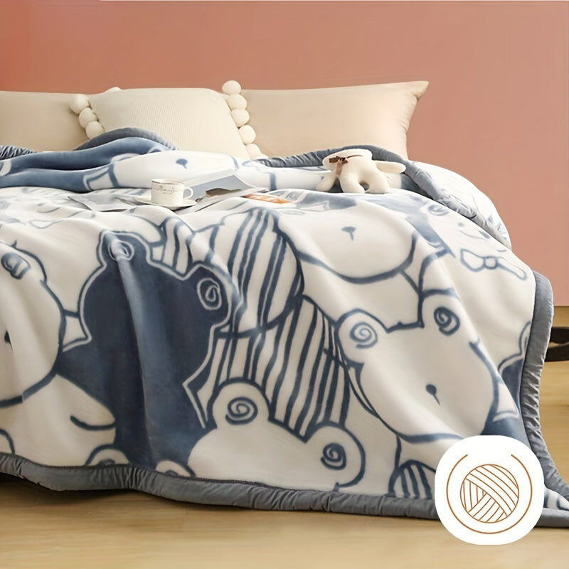 CozyCartoon - Soft Playful Cartoon Print Fleece Blanket