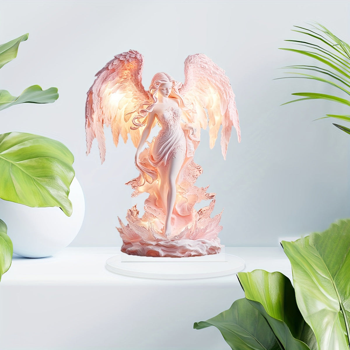 AngelGlow - Elegant Acrylic Angel Decorative Plaque