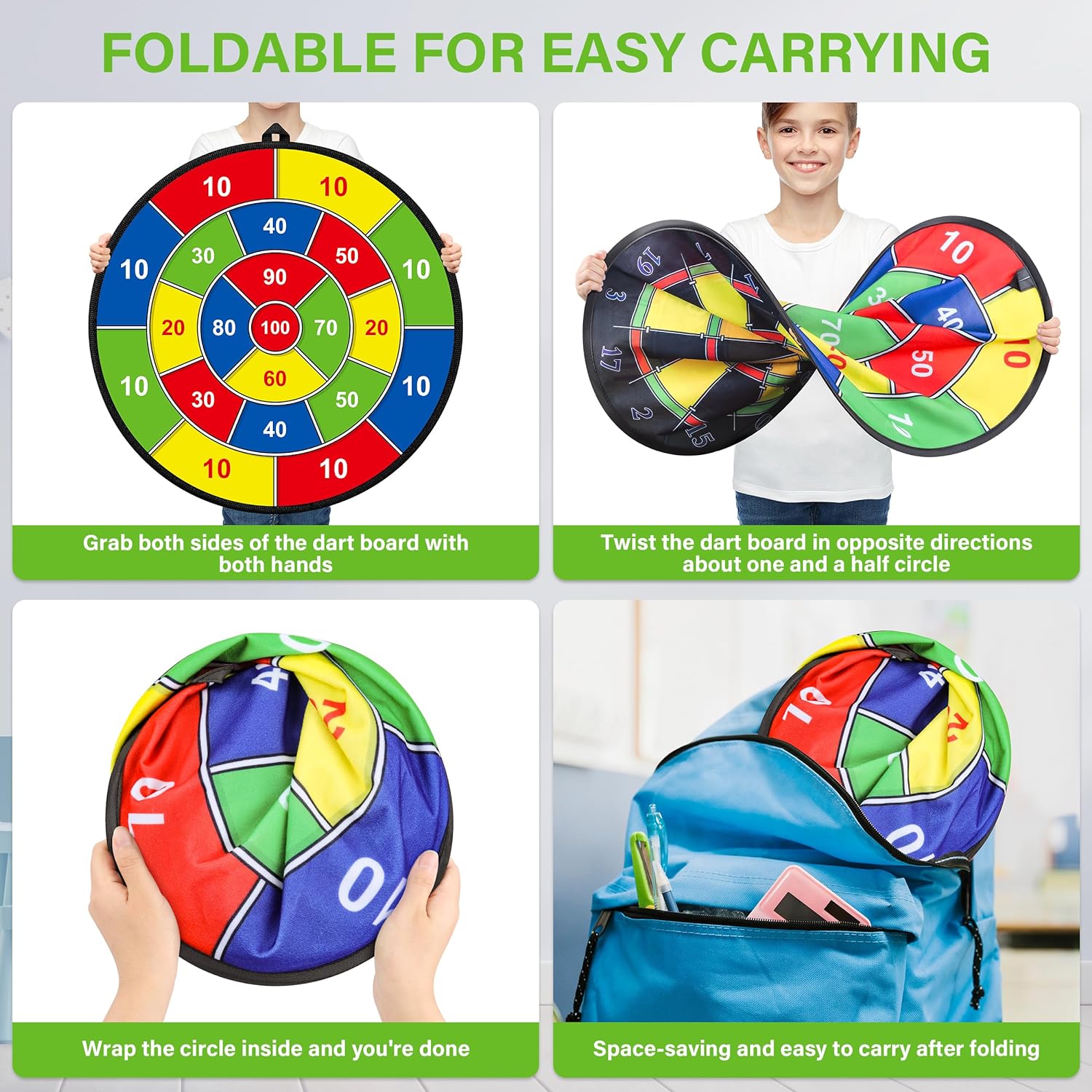 FlickToss - Large Double-Sided Dart Board Game for Kids