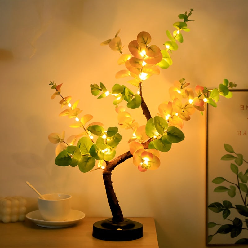 EucalyptusGlow Tree - Decorative LED Bonsai Lamp with Flexible Branches