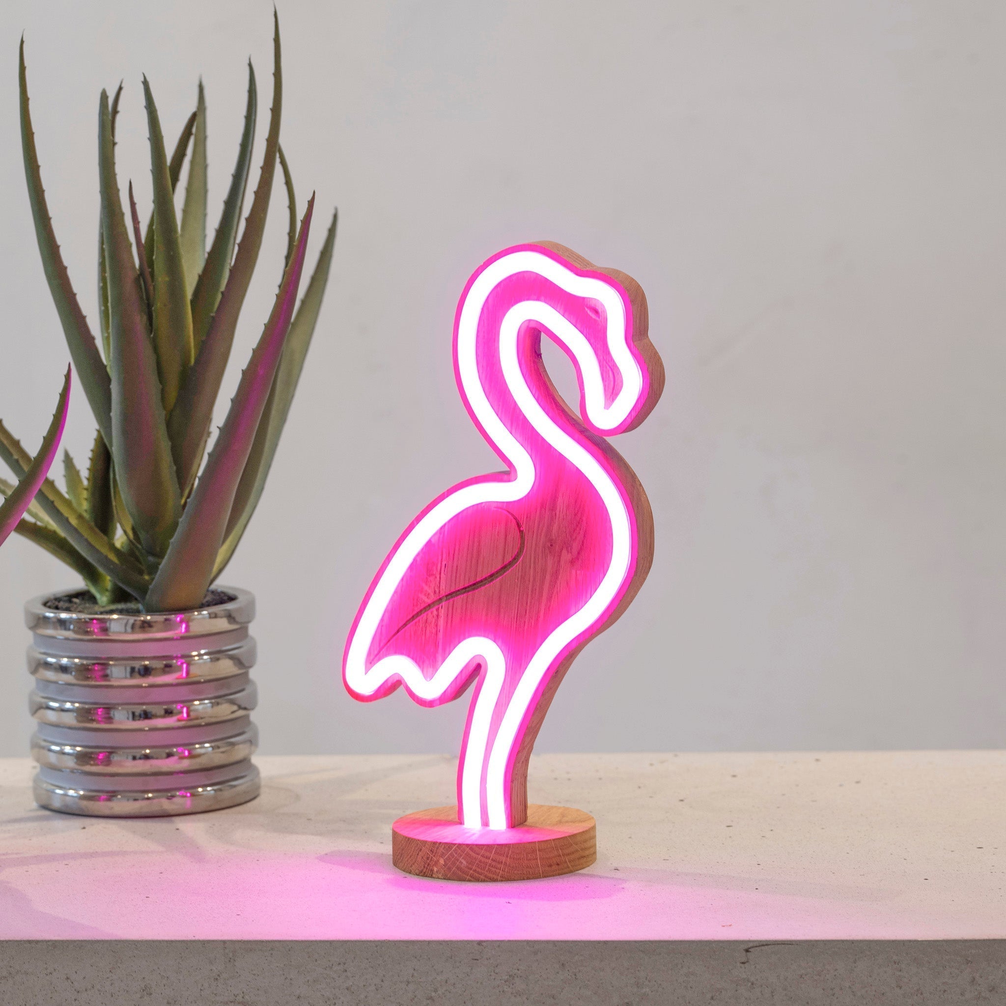 TropicalGlow - Lampe néon en bois avec télécommande infrarouge