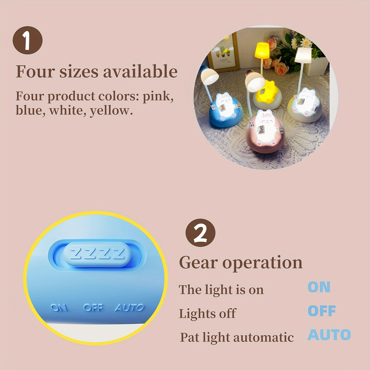 SleepyKitten Lamp - Rechargeable USB LED Cat Night Light