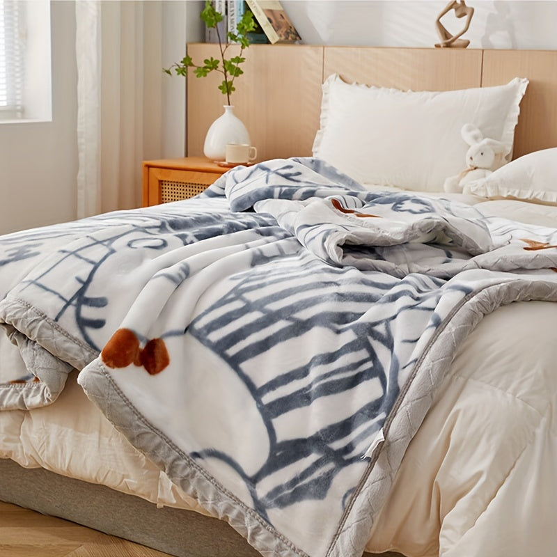 CozyCartoon - Soft Playful Cartoon Print Fleece Blanket