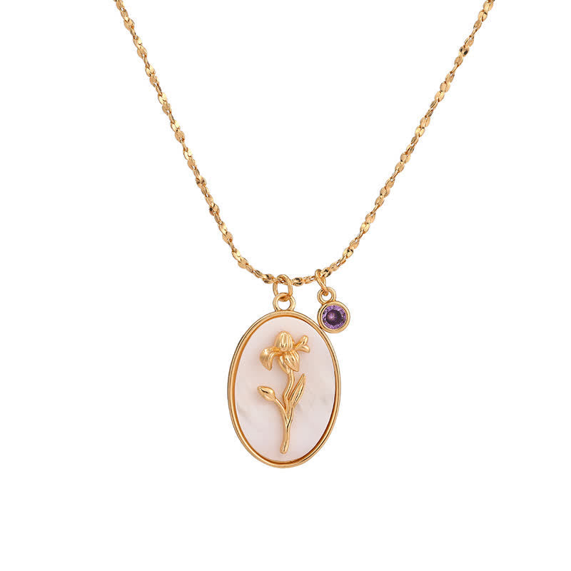 Aurora - Collier pierre de naissance et fleur de naissance