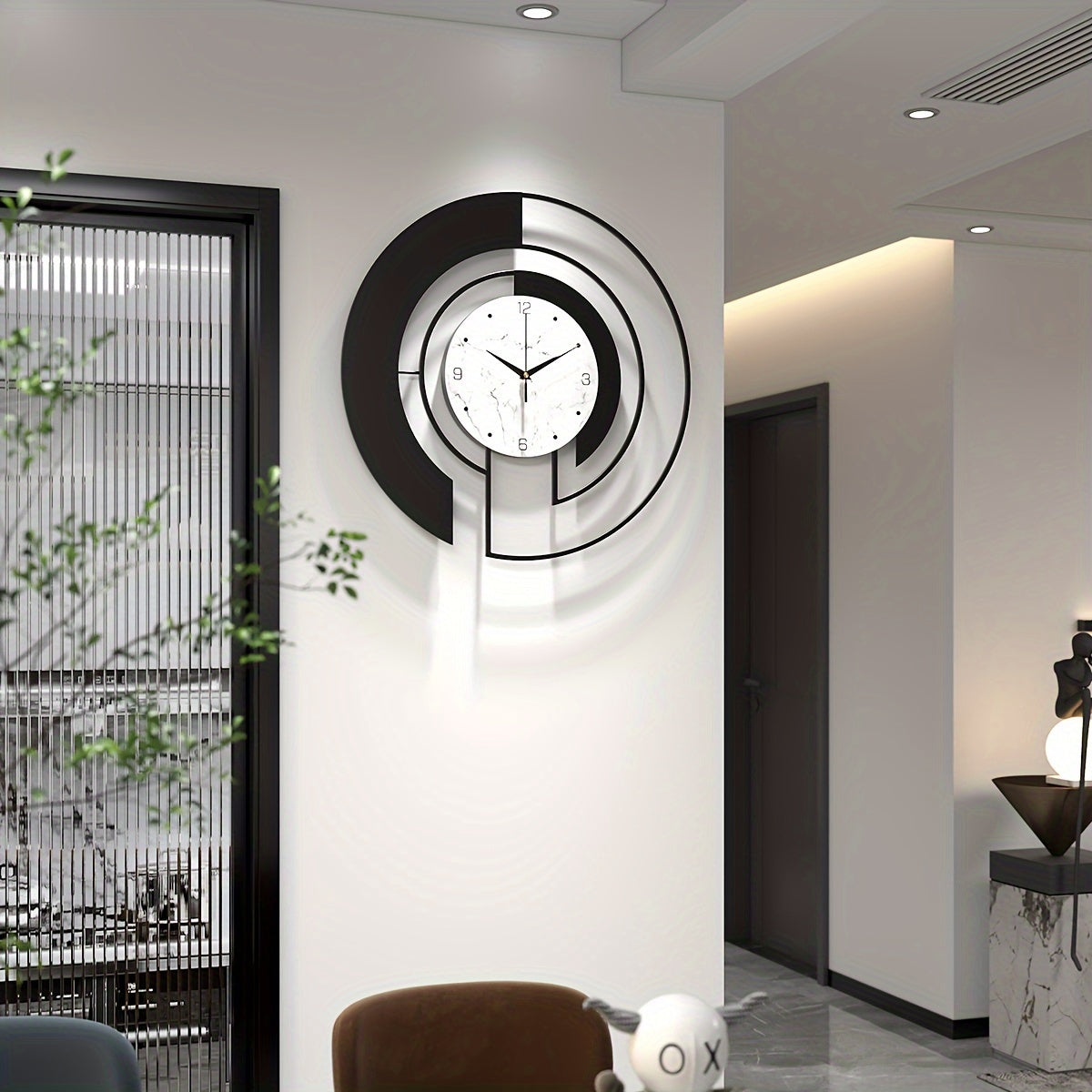 GeoClock - Black Geometric Wall Clock with Minimalist Design
